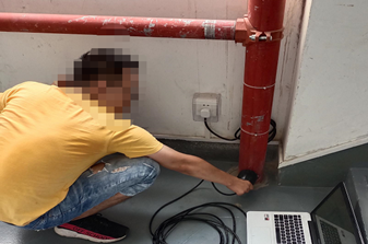 大禹电子陈工利用消防水管来做水下通讯设备短距离的声波数据通信测试